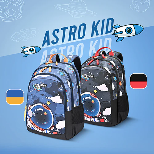 Gear Astro Kid 17"/23.5L Medium Water Resistant School Bag | Casual Backpack | Daypack | Travel Backpack | Kids Bag for Boys/Girls (Blue - Yellow) - Image 4