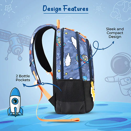 Gear Astro Kid 17"/23.5L Medium Water Resistant School Bag | Casual Backpack | Daypack | Travel Backpack | Kids Bag for Boys/Girls (Blue - Yellow) - Image 9