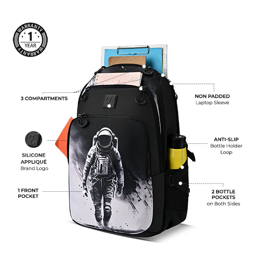Art Astronaut Backpack 17 Inch (Black-White) - Image 2