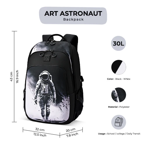 Art Astronaut Backpack 17 Inch (Black-White) - Image 7