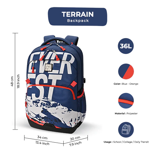 Terrain Backpack 19 Inch (Blue-Orange) - Image 3