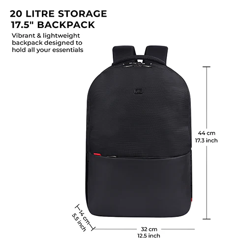 Gear Suave Business 17.5"/20L Medium Water Resistant Anti-Theft Laptop Backpack/Office Bag/Casual Bag/Travel Backpack For Men/Women (Black) - Image 3