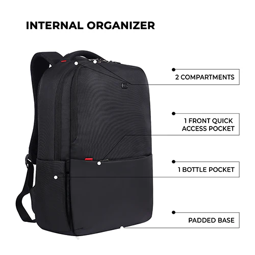 Gear Suave Business 17.5"/20L Medium Water Resistant Anti-Theft Laptop Backpack/Office Bag/Casual Bag/Travel Backpack For Men/Women (Black) - Image 4