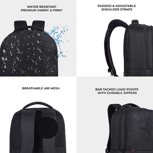 Gear Suave Business 17.5"/20L Medium Water Resistant Anti-Theft Laptop Backpack/Office Bag/Casual Bag/Travel Backpack For Men/Women (Black) - Image 8