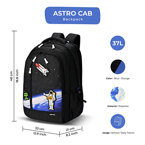 Astro Cab Backpack 19 Inch (Black-Blue) - Image 3