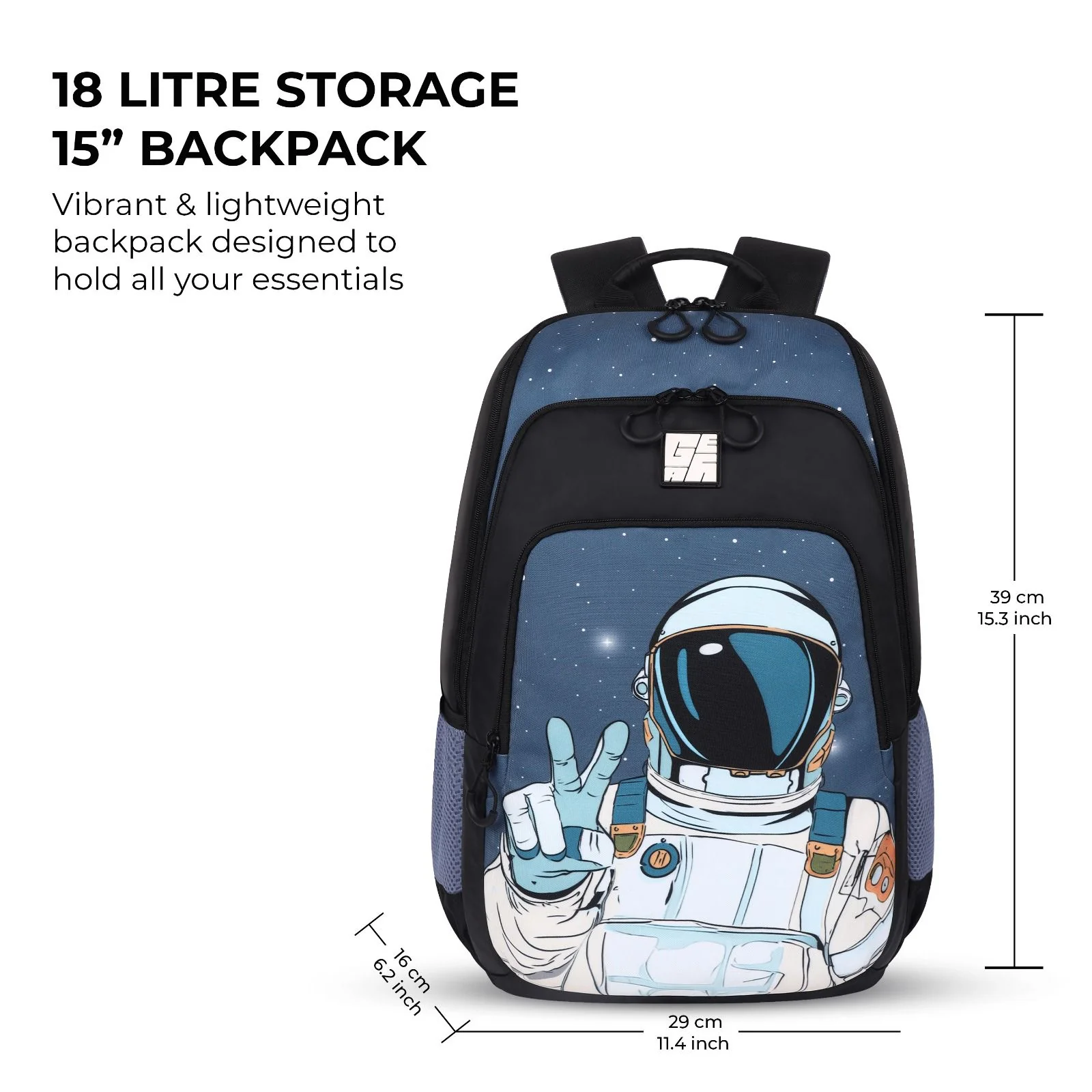 Astronomer 15”/18L School backpack (Black - Grey) - Image 2