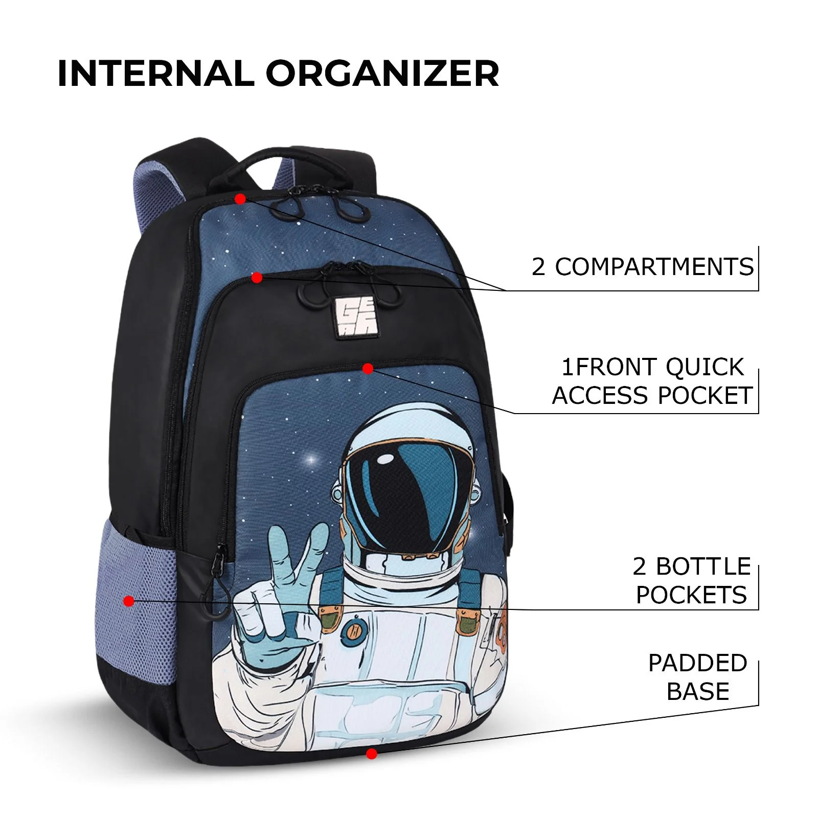 Astronomer 15”/18L School backpack (Black - Grey) - Image 4