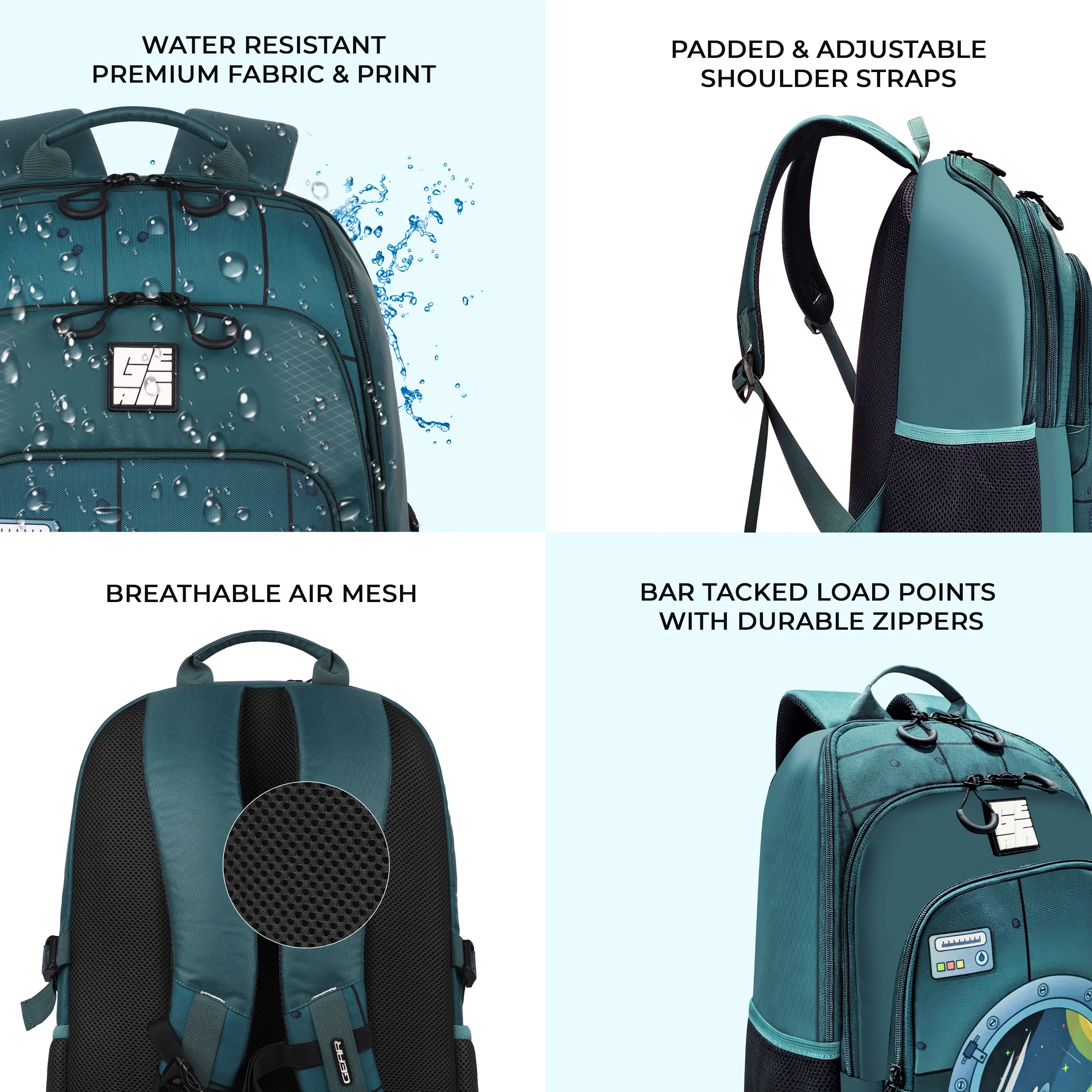 Astronomer 15”/18L School backpack (Green - Green) - Image 2