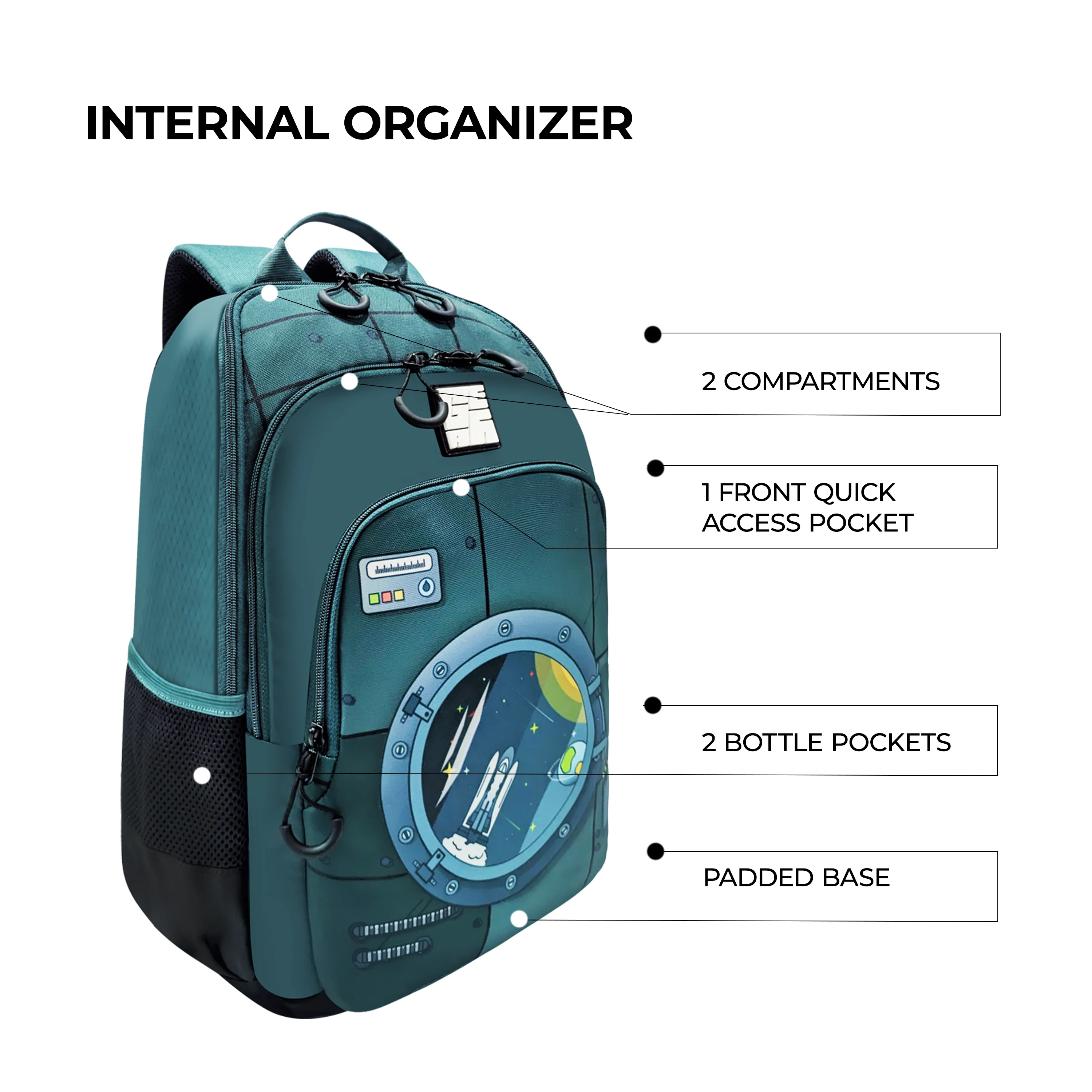 Astronomer 15”/18L School backpack (Green - Green) - Image 3