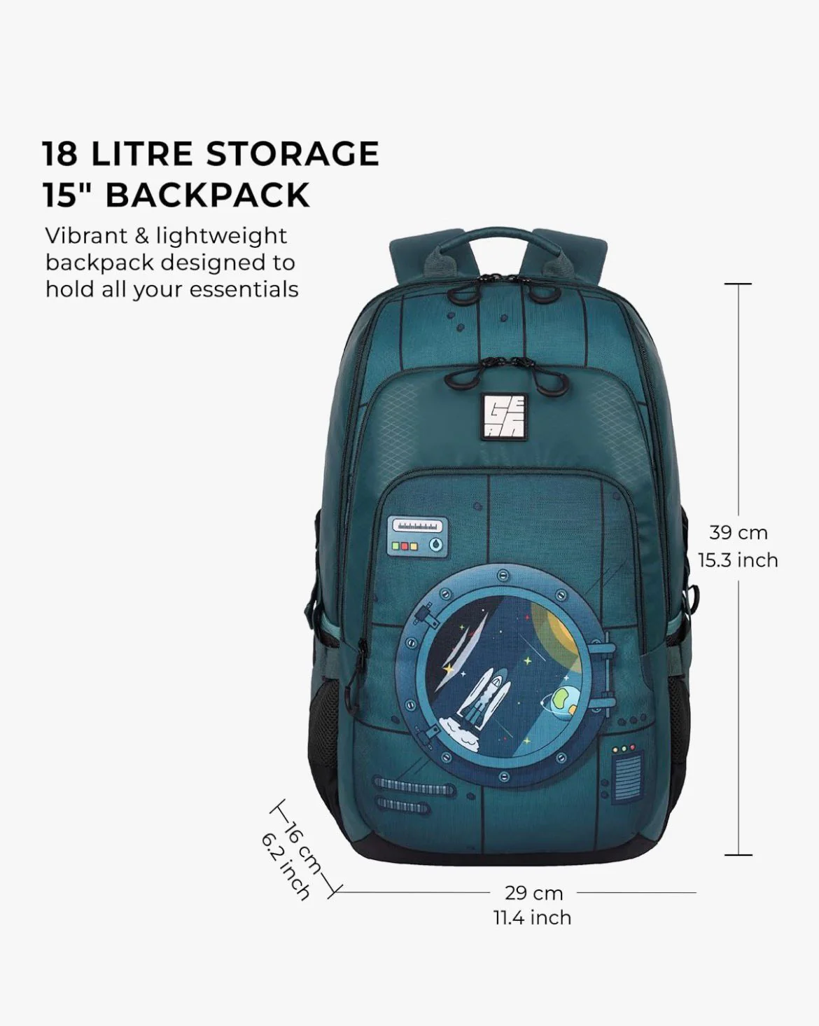 Astronomer 15”/18L School backpack (Green - Green) - Image 5