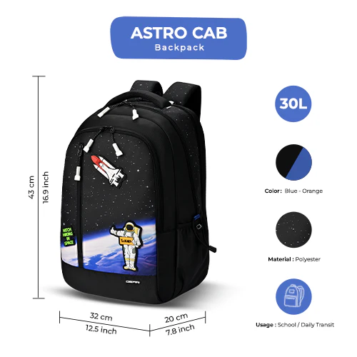Astro Cab Backpack 17 Inch (Black-Blue) - Image 3