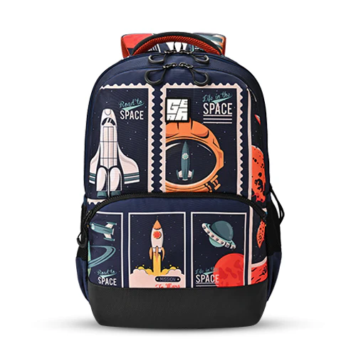 Astronomical Stamp Backpack 19 Inch (Navy-Orange)