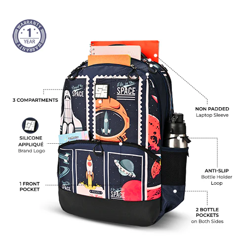 Astronomical Stamp Backpack 19 Inch (Navy-Orange) - Image 2