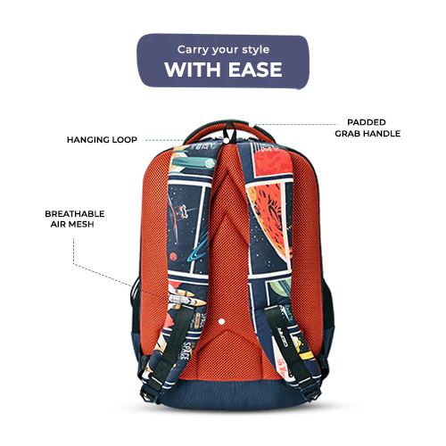 Astronomical Stamp Backpack 19 Inch (Navy-Orange) - Image 6