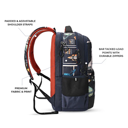 Astronomical Stamp Backpack 19 Inch (Navy-Orange) - Image 7
