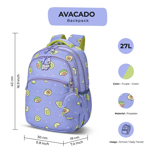 Avocado Backpack 17 Inch (Purple-Green) - Image 8