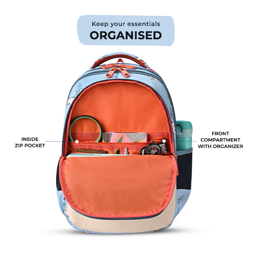 Bear Backpack 17 Inch (Sky Blue-Orange) - Image 5