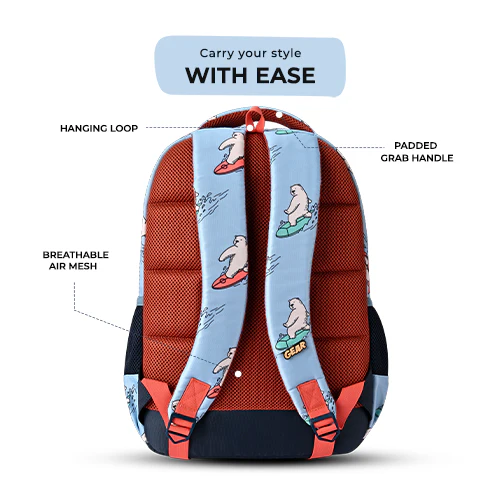 Bear Backpack 17 Inch (Sky Blue-Orange) - Image 7