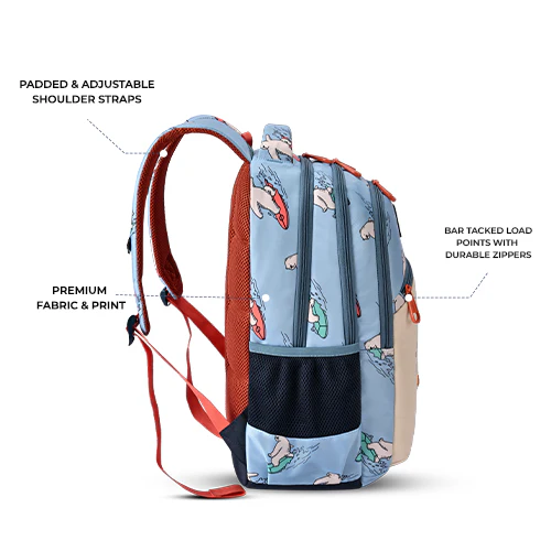 Bear Backpack 17 Inch (Sky Blue-Orange) - Image 8