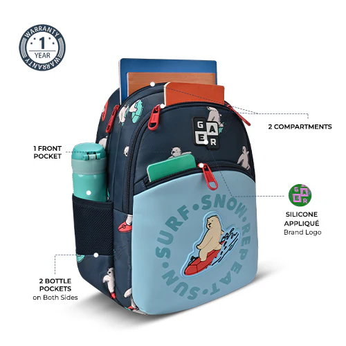 Bear Backpack 15 Inch (Navy-Red) - Image 2