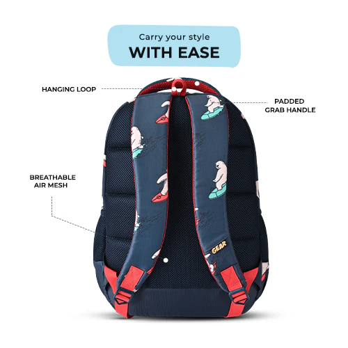 Bear Backpack 15 Inch (Navy-Red) - Image 4