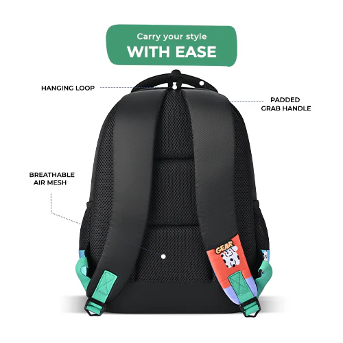 Puffy Backpack 15 Inch (Black-Green) - Image 6