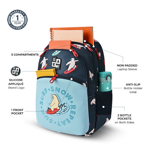 Bear Backpack 17 Inch (Navy-Red) - Image 3