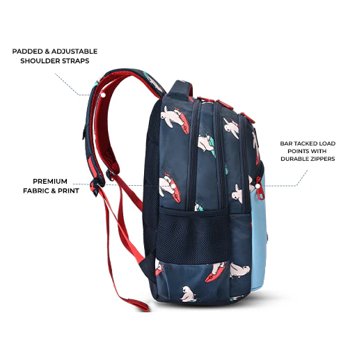 Bear Backpack 17 Inch (Navy-Red) - Image 7