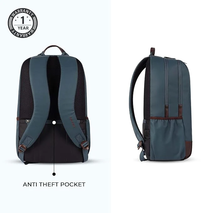 Gear Classic 2 19"/31L Anti Theft Faux leather Large Water Resistant Laptop Backpack/Casual Backpack/Daypack/Travel Backpack/College Bag For Men/Women (Teal - Brown) - Image 5