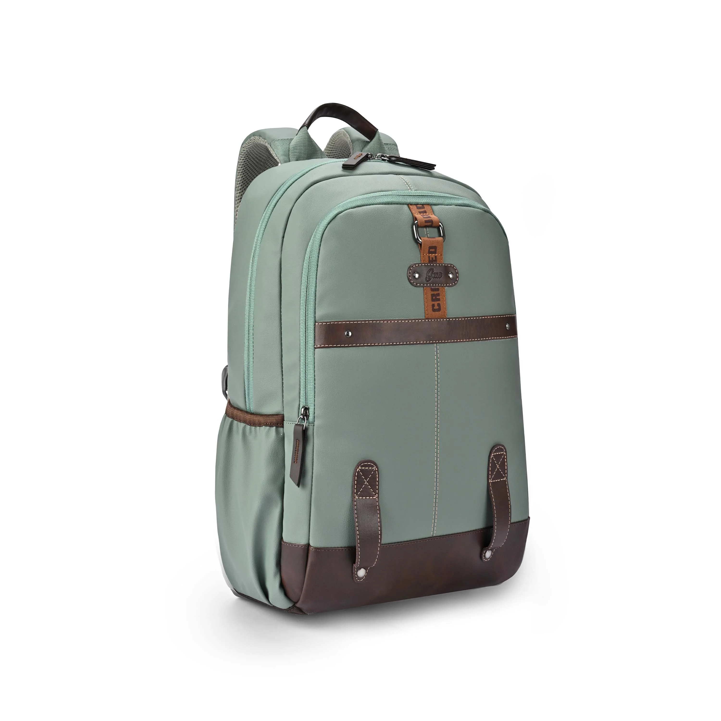 Gear Classic 4 Faux Leather (Without Anti Theft) 16"/20L Medium Water Resistant Laptop Backpack/Casual Backpack/Daypack/Travel Backpack/College Bag For Men/Women(Sage Green - Brown) - Image 2