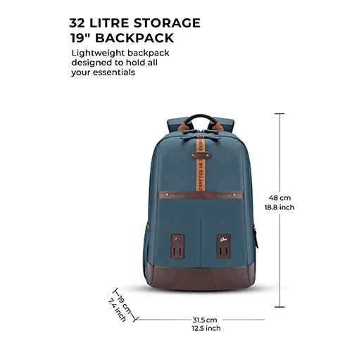 Gear Classic 4 Faux Leather (Without Antitheft) 19"/32L Large Water Resistant Laptop Backpack/Casual Backpack/Daypack/Travel Backpack/College Bag For Men/Women(Teal - Brown) - Image 3