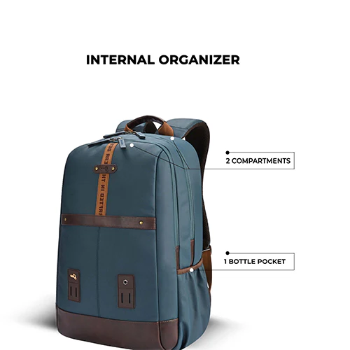 Gear Classic 4 Faux Leather (Without Antitheft) 19"/32L Large Water Resistant Laptop Backpack/Casual Backpack/Daypack/Travel Backpack/College Bag For Men/Women(Teal - Brown) - Image 4
