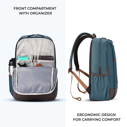 Gear Classic 4 Faux Leather (Without Antitheft) 19"/32L Large Water Resistant Laptop Backpack/Casual Backpack/Daypack/Travel Backpack/College Bag For Men/Women(Teal - Brown) - Image 5