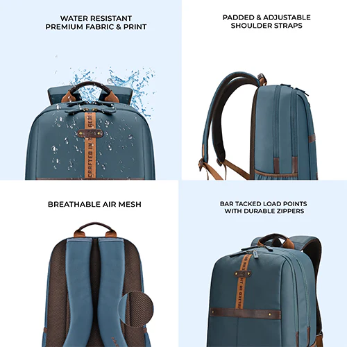 Gear Classic 4 Faux Leather (Without Antitheft) 19"/32L Large Water Resistant Laptop Backpack/Casual Backpack/Daypack/Travel Backpack/College Bag For Men/Women(Teal - Brown) - Image 6