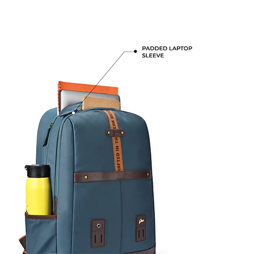 Gear Classic 4 Faux Leather (Without Antitheft) 19"/32L Large Water Resistant Laptop Backpack/Casual Backpack/Daypack/Travel Backpack/College Bag For Men/Women(Teal - Brown) - Image 7