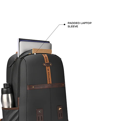 Gear Classic 4 Faux Leather (Without Antitheft) 19"/32L Large Water Resistant Laptop Backpack/Casual Backpack/Daypack/Travel Backpack/College Bag For Men/Women(Black - Brown) - Image 5