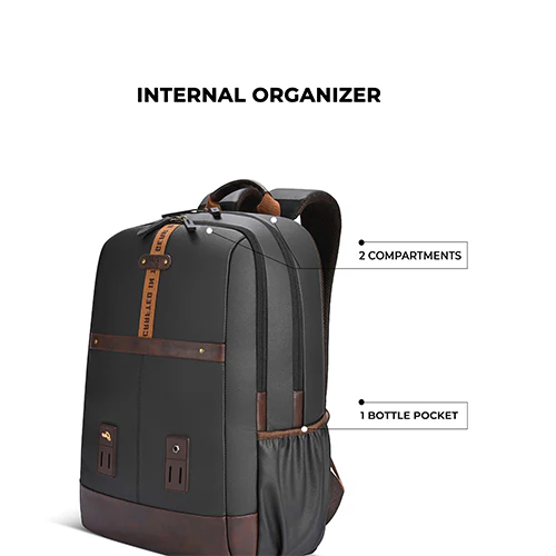Gear Classic 4 Faux Leather (Without Antitheft) 19"/32L Large Water Resistant Laptop Backpack/Casual Backpack/Daypack/Travel Backpack/College Bag For Men/Women(Black - Brown) - Image 6
