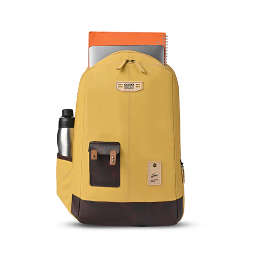 Gear Classic 2 19"/31L Anti Theft Faux leather Large Water Resistant Laptop Backpack/Casual Backpack/Daypack/Travel Backpack/College Bag For Men/Women (Yellow - Brown) - Image 3
