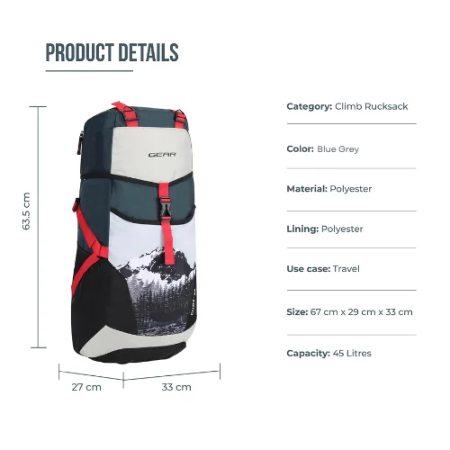 CLIMB RUCKSACK 45L (BLUE-GREY) - Image 3