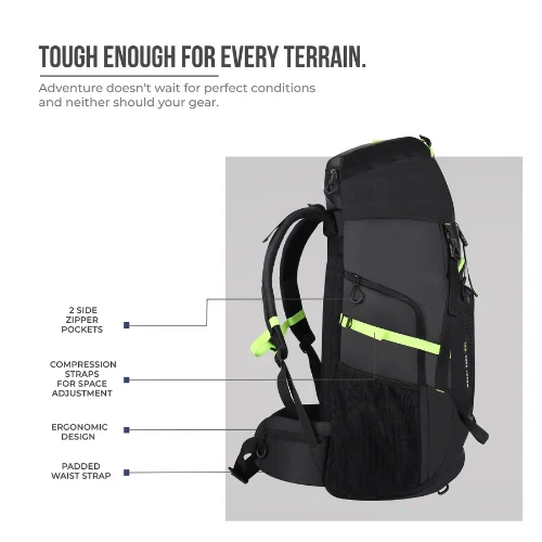 HIKER RUCKSACK 72L (BLACK-GREEN) - Image 4