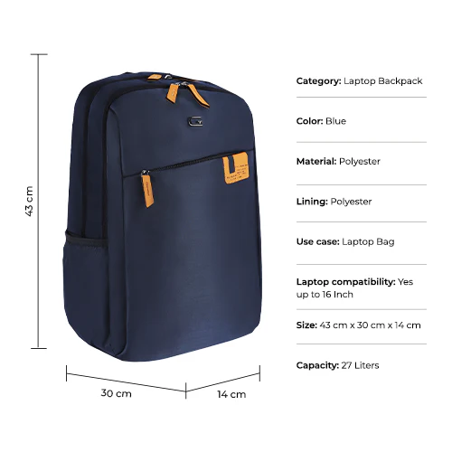 Gear Compact business 17"/27L Large Water Resistant Laptop Backpack/Casual Backpack/Daypack/Travel Backpack/College Bag For Men/Women(India Ink) - Image 3