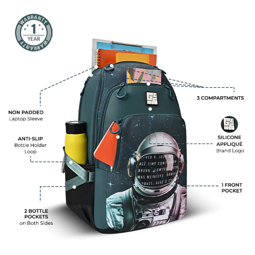 Cosmonaut Backpack 17 Inch (Green-White) - Image 2