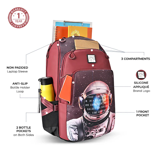 Cosmonaut Backpack 17 Inch (Maroon-White) - Image 2