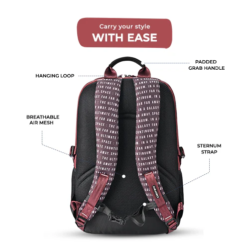 Cosmonaut Backpack 17 Inch (Maroon-White) - Image 3