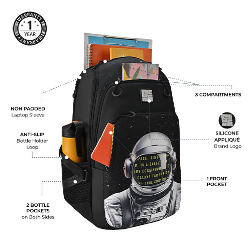 Cosmonaut Backpack 19 Inch (Black-White) - Image 2