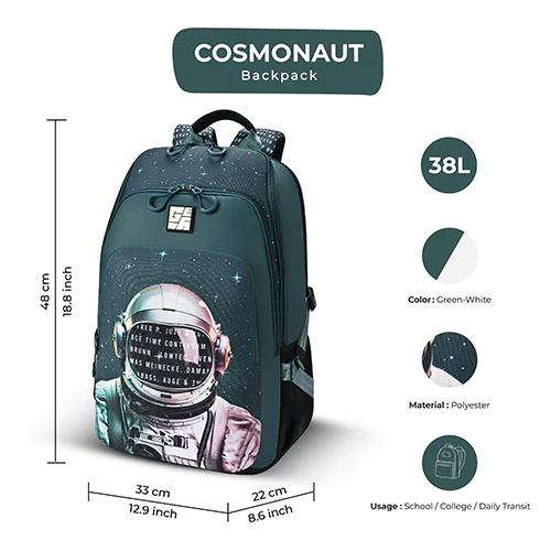 Cosmonaut Backpack 19 Inch (Green-White) - Image 3