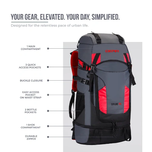EXPLORE RUCKSACK 75L (GREY-RED) - Image 3