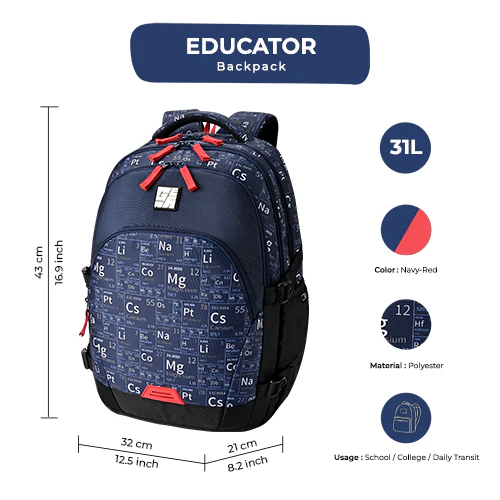 Educator Backpack 17 Inch (Navy-Red) - Image 2