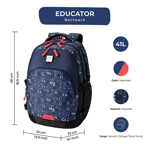 Educator Backpack 19 Inch (Navy-Red) - Image 2