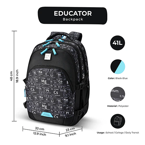 Educator Backpack 19 Inch (Black-Blue) - Image 2